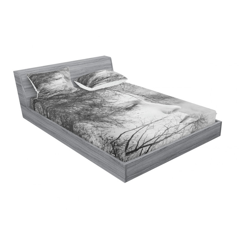 Ensemble de draps Tree Branches, Ensemble de drap pour grand lit avec drap-housse