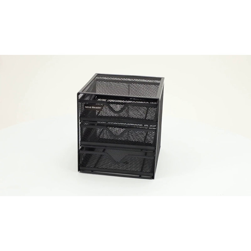 Black Metal Mesh 3-Drawer Desktop Organizer