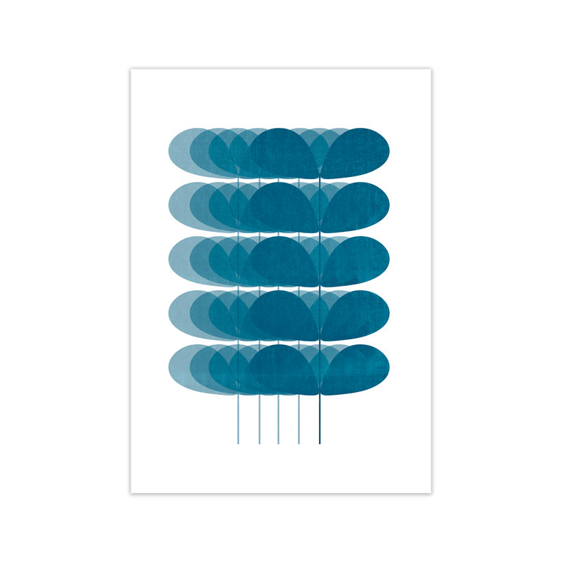 Scandinavian Turquoise Leaves Original - Print on Canvas, 59cm H x 42cm W x 1cm D, No Frame