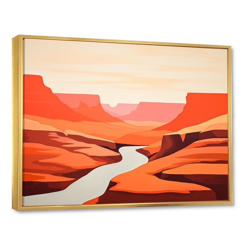 «Brown Minimalisme Canyon Calm IV» sur toile imprimée, Cadre flottant doré, H 30 po x l 40 po x P 1,5 po