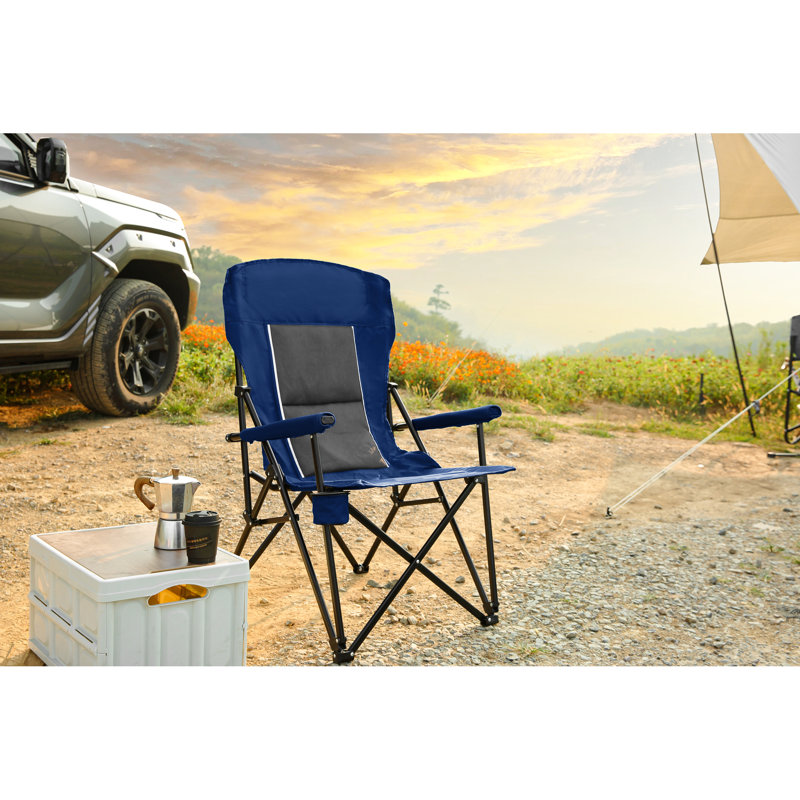 High Back Lawn Chair For Adults In Outdoor Environments, Support 250Lbs, Collapsible And Easy To Carry, Navy Blue, Breathable Mesh Heavy Duty Portable With Back, 250Lbs Load, Comfortable Suitable