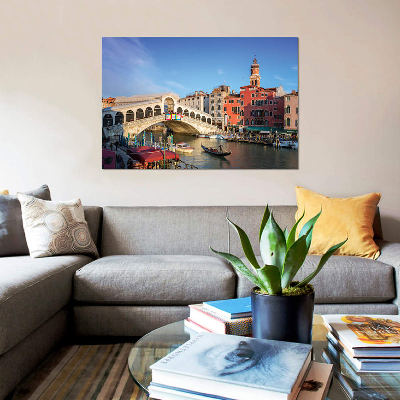 Pont du Rialto sur le Grand Canal, Venise par Matteo Colombo - reproduction de photo sur toile, H 18 po x l 26 po x P 1,5 po