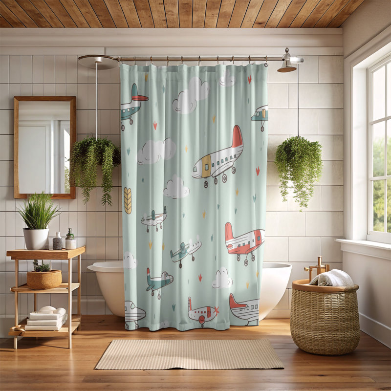 Veton Abstract Shower Curtain, 74"H x 71"W