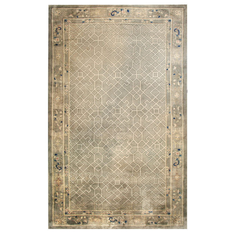 Antique Large Wool Gray Hand Knotted Pile Rug