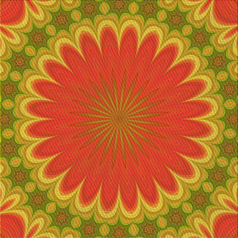 Tapis floral jaune / orange en laine, Carré 4 pi
