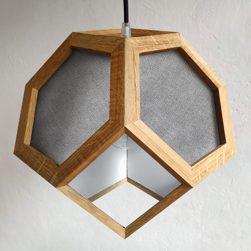 Chew 1 - Light Oil Geometric Pendant, Oak/Silver