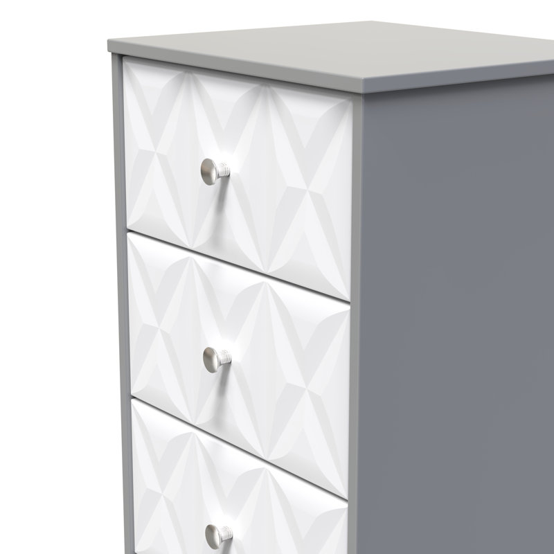 San Jose Bedside Table, White Matt/Dusk Grey