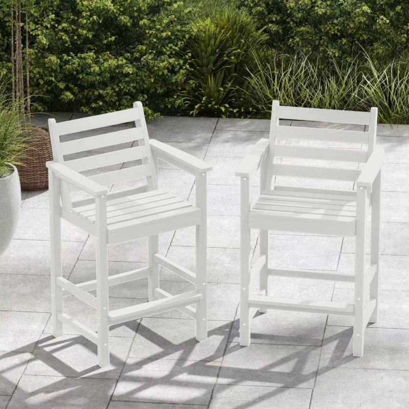 Ensemble de 2 tabourets de bar avec repose-pieds résistant aux intempéries , Blanc