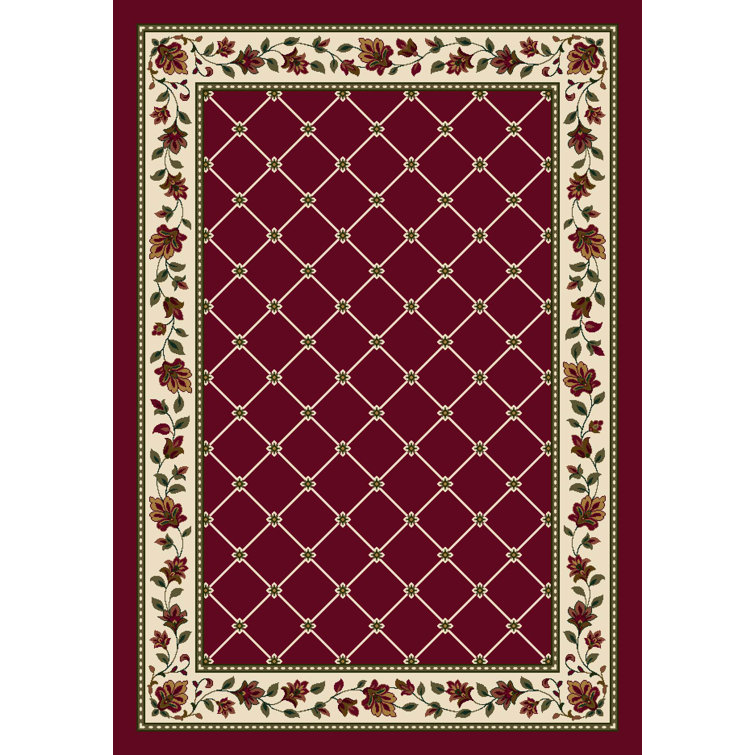 Alminus Signature Symphony Brick Floral Lattice Area Rug