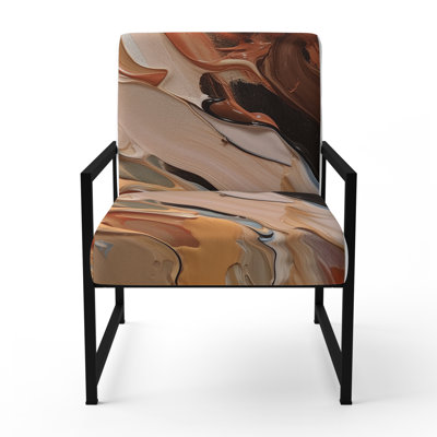 Chocolate Bliss Abstract Painting II - Upholstered Contemporary Arm Chair, Abstract Art Accent Chair