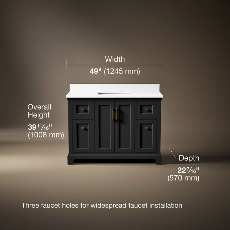 Charlemont 48 In. Bathroom Vanity Cabinet With Sink And Quartz Top, Dark Warm Gray