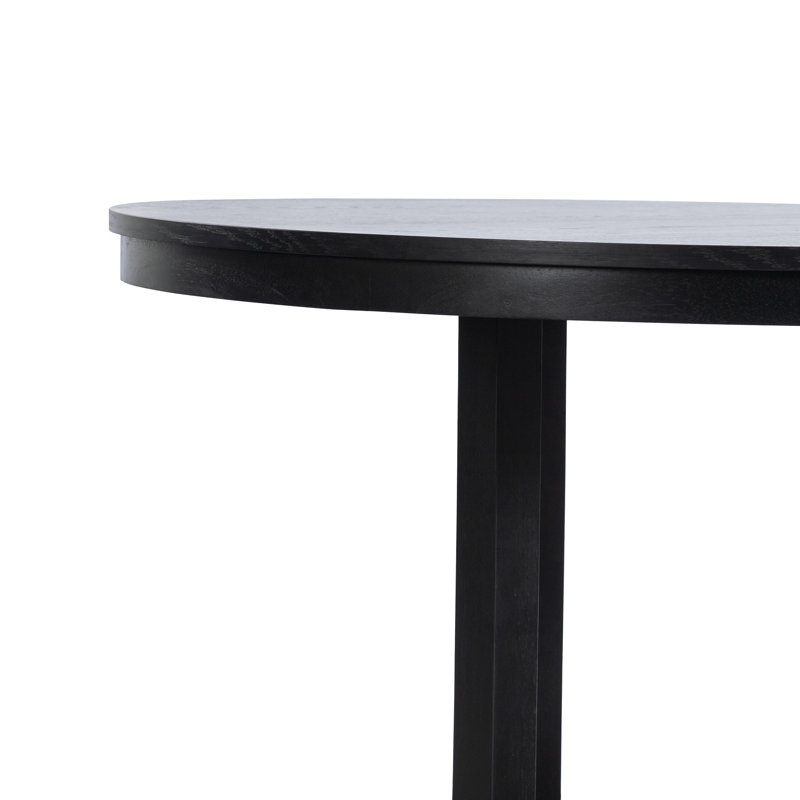 45" Cross Legs Solid Wood Dining Table Round Kitchen Table in Black