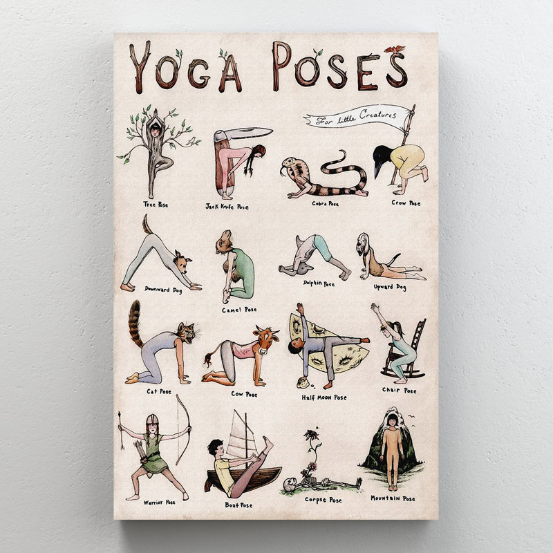 «Yoga Illustration - Yoga Poses», reproduction d'art graphique sur toile tendue, H 36 po x l 24 po x P 2 po