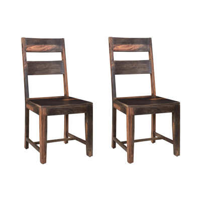 Gracie Mills Fairfield Set of Two Dark Brown Solid Wood Ladder Back Dining Side Chairs
