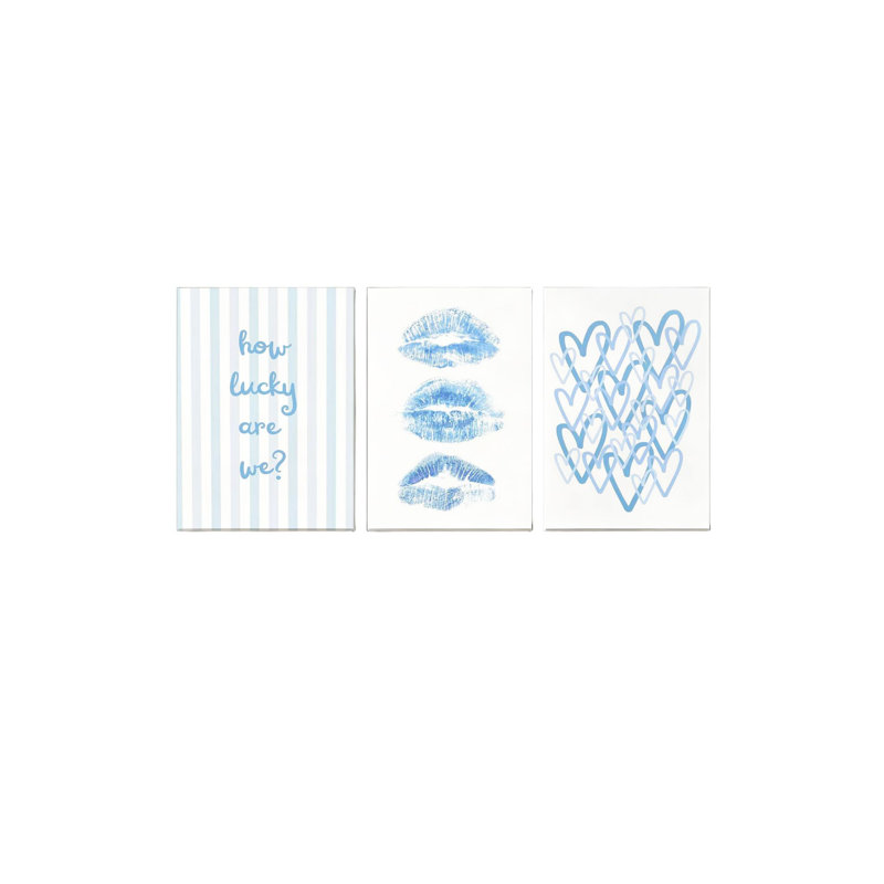 Ensemble de 3 toiles murales bleues sans cadre 3 "16" x 24 "