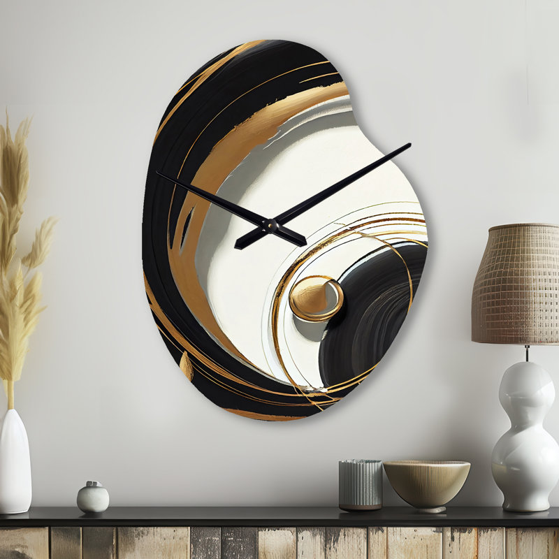 Horloge murale Gold Glamour Circle II - forme unique en marbre, Petit