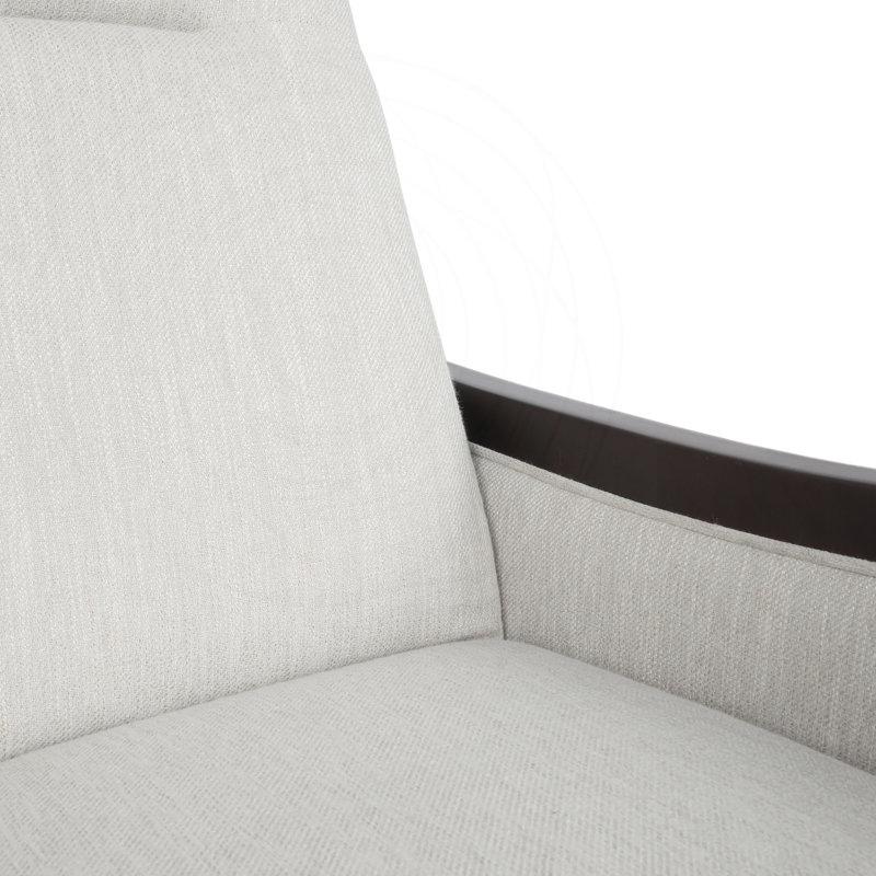 Fauteuil inclinable Mid-Century moderne avec revêtement lisse et structure en bois riche, Tissu beige