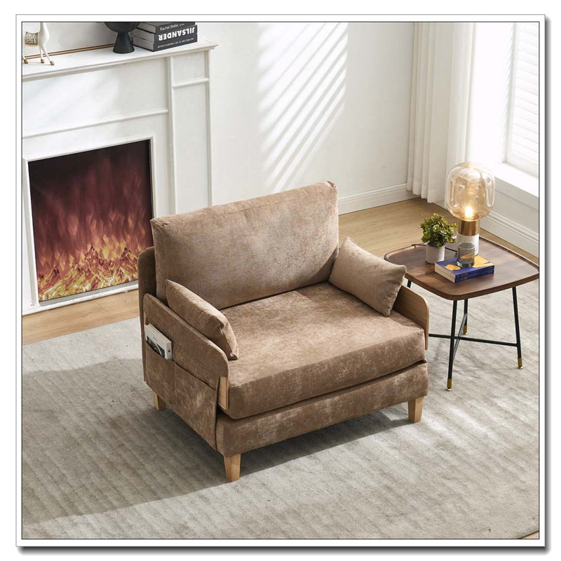 Fauteuil convertible en chenille, Brun pâle