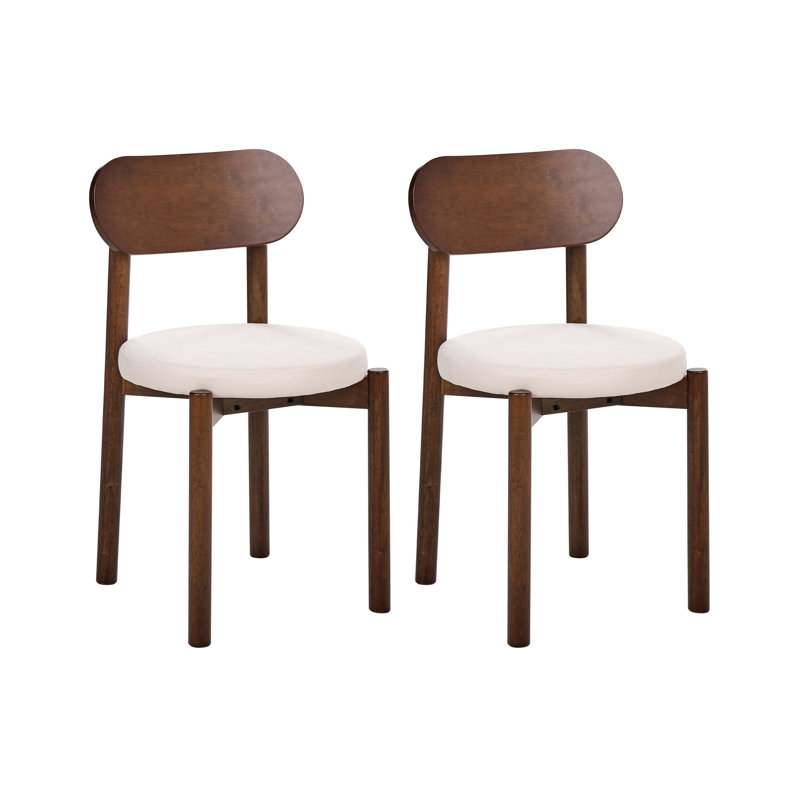 48cm H Fabric Upholstered Slat Back Side Chair in Beige