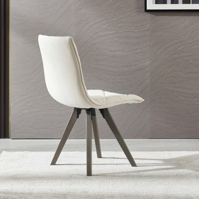 Ensemble de chaises de salle à manger de 2 pièces de cuisine de style Mid-Century moderne avec pieds en bois et coussin en tissu pour le salon