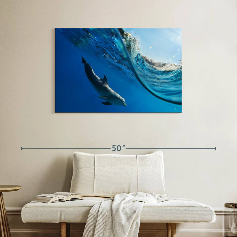 Dolphin Under The Wave, 26" H x 39" W