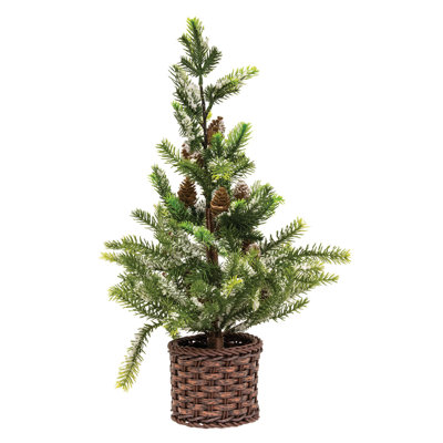 Cyprès artificiel 14 po dans un panier