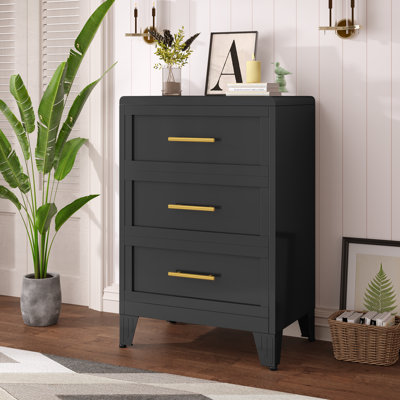 Metal Black 4 Drawer Nightstand