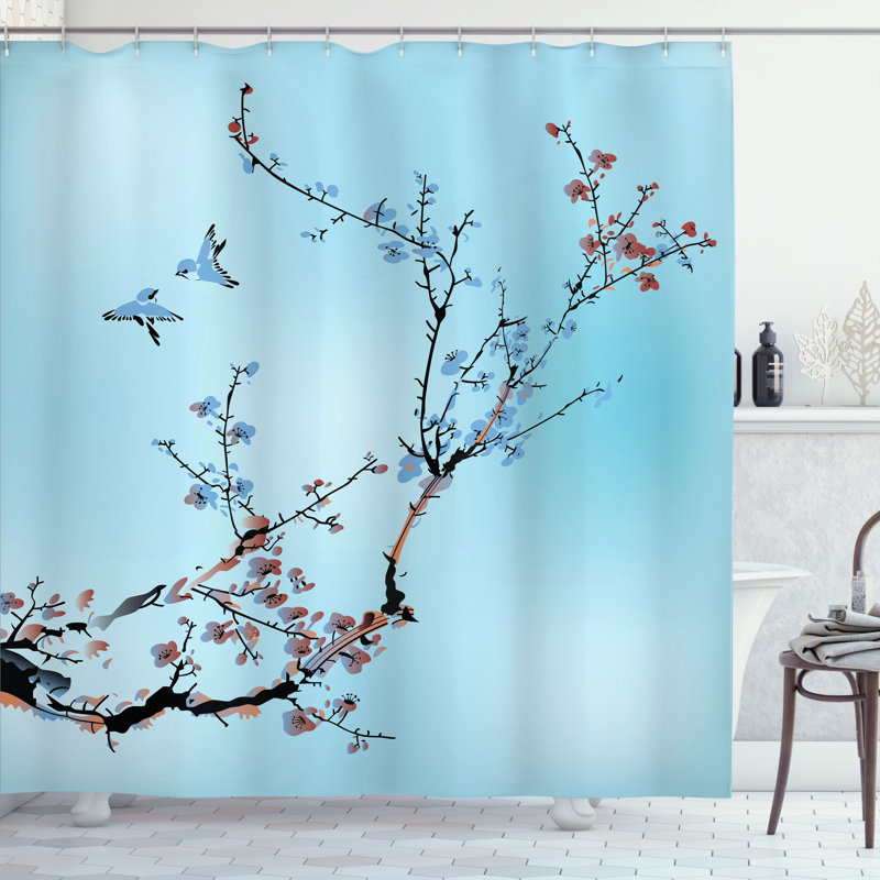 Ensemble de rideau de douche et crochets de la nature, H 84 po x l 69 po, Bleu pâle
