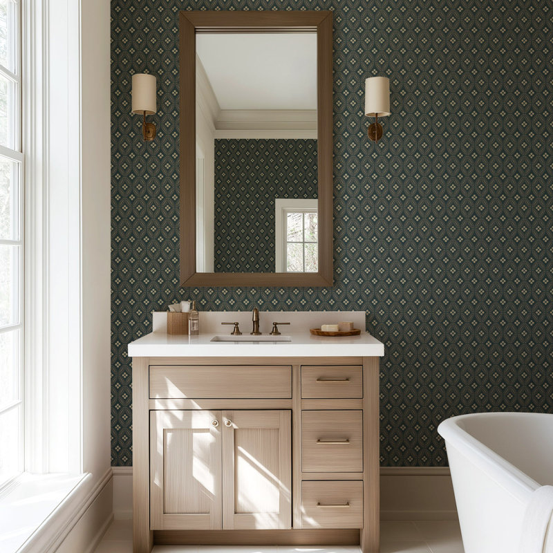 Stone Lace - Wallpaper, Warm Black, Self-adhesive, Vinyl