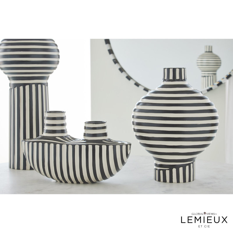 Colbert Vase-Black/White, 13" H x 8.5" W x 8.5" D