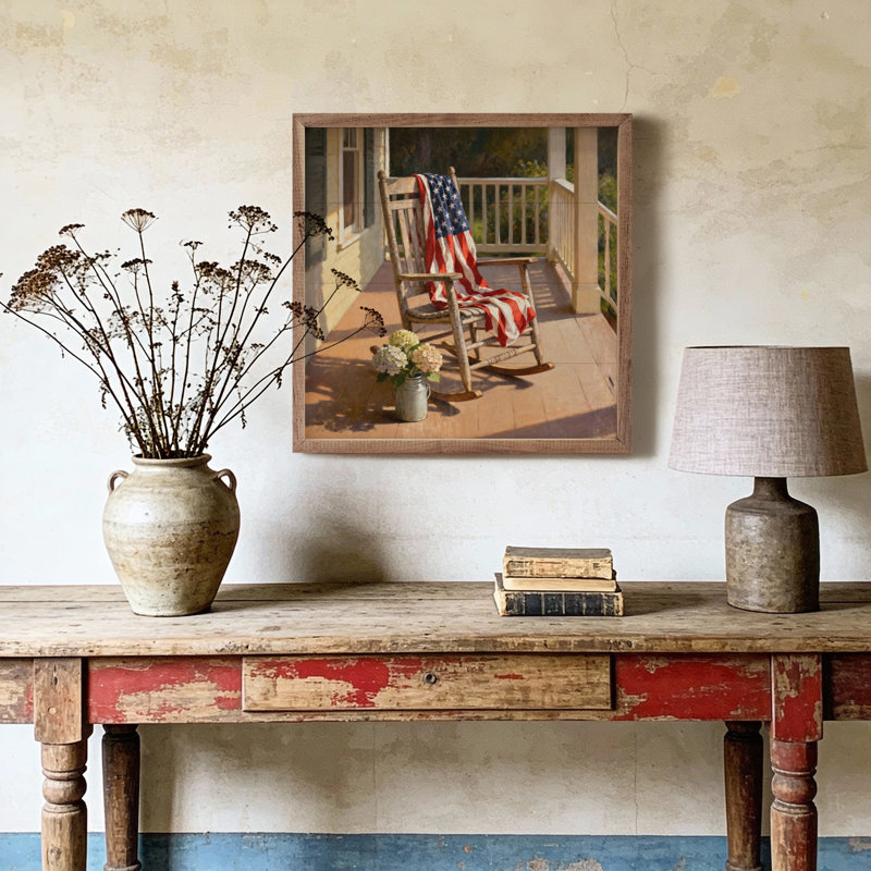 Patriotic Porch Rocking Chair, H 4 po x l 4 po