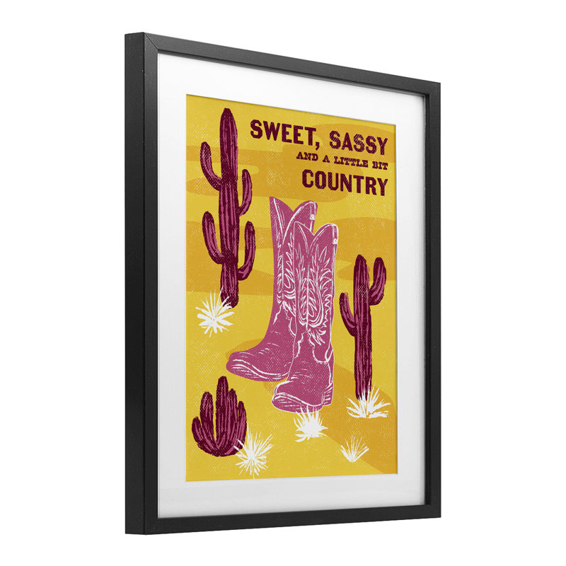 «Sweet Sassy & Country», reproduction sous verre encadrée, design par Diane Labombarbe, H 21 po x l 17 po, Cadre noir minuit