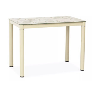 Damar Glass Top Metal Base Dining Table
