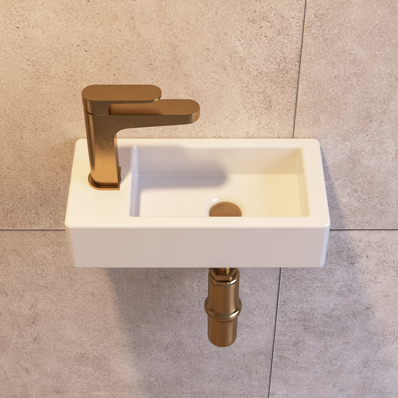 Liberty 370mm x 180mm White Ceramic Rectangular Wall Hung Basin Bathroom Sink