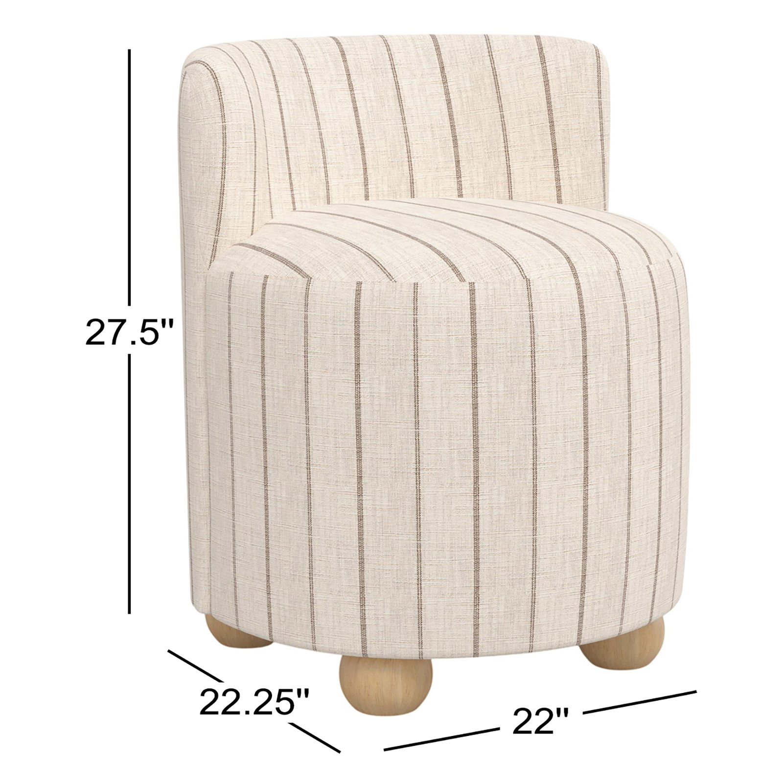 Bee Vanity Stool, Fritz Charcoal Stripe