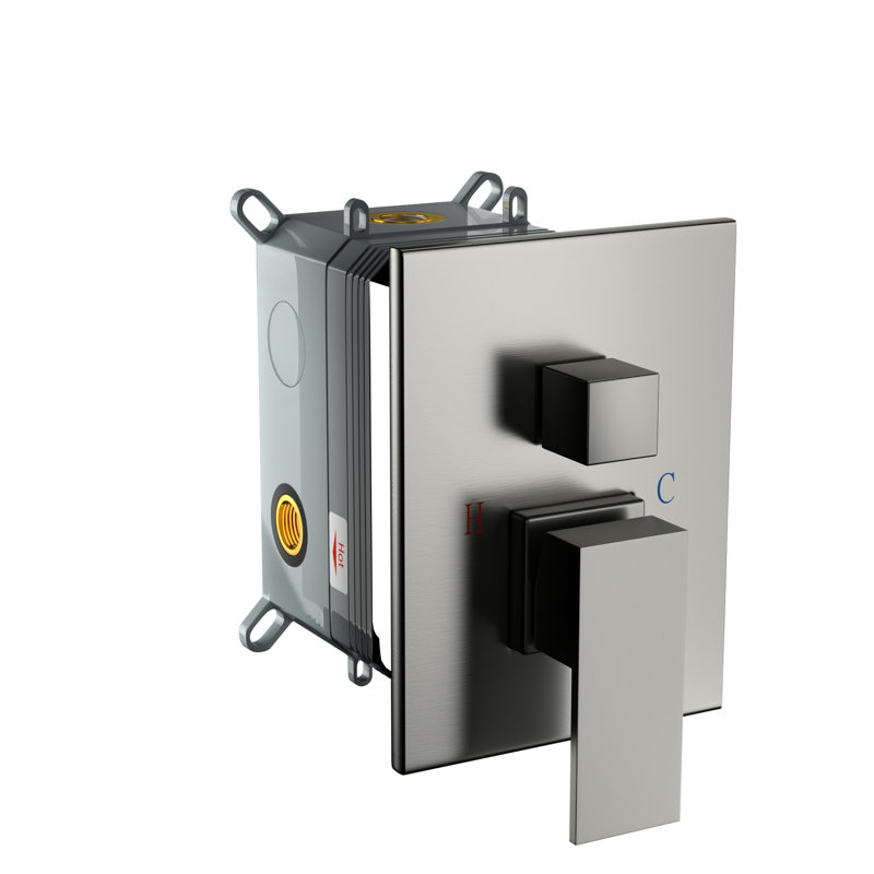 Wall Mounted Shower With 12 Inch Dual Heads - Square, Square Head Mounted, Finish, Brushed Nickel