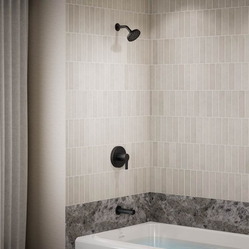 Ensemble de garniture de baignoire et douche Elate Rite-Temp, sans pomme de douche, Noir mat