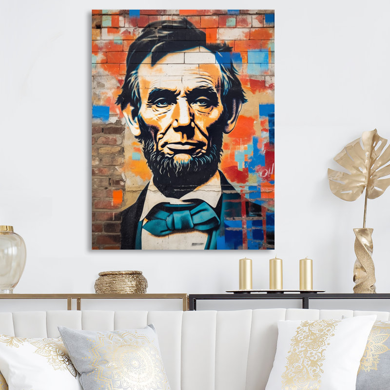 Pop Art Abraham Lincoln Collage - célébrité, décoration murale en métal, H 20 po x l 12 po x P 1 po