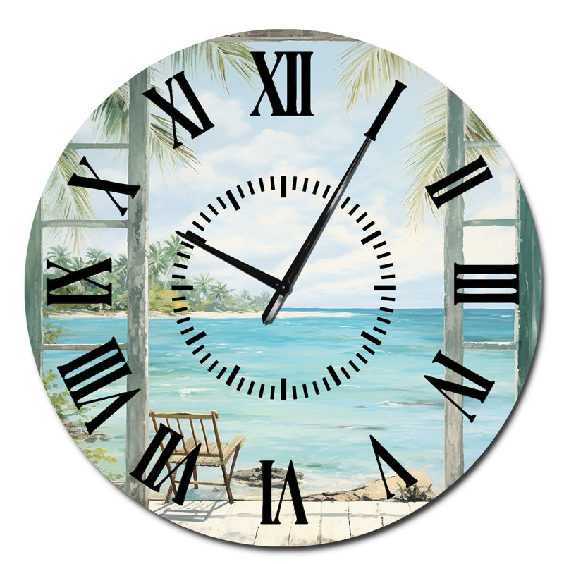 Horloge murale Windows à la plage II - Fenêtres côtières, Surdimensionné