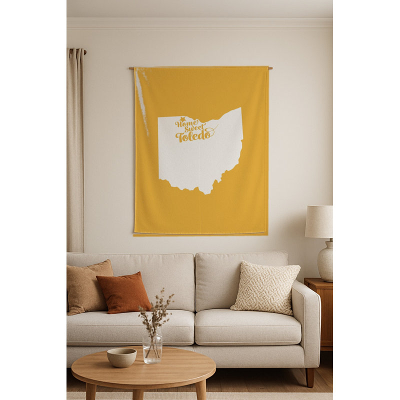 Douce maison de Toledo — Silhouette de l'Ohio State — Tapisserie murale tissée portrait, H 70 po x l 50 po
