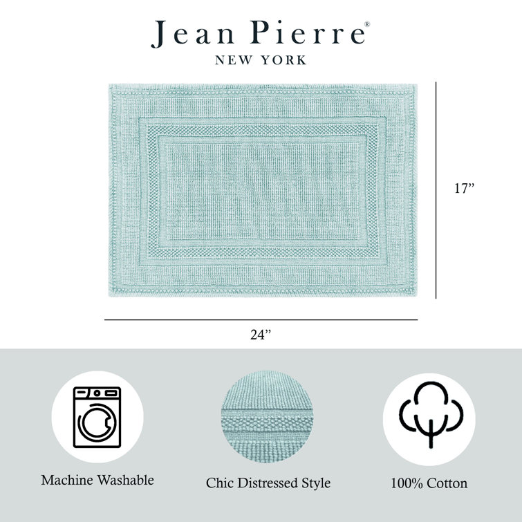 Jean Pierre Cotton Bath 21 x 34 in. Rug (Aqua Blue)