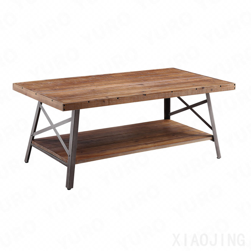 Table basse avec rangement en chêne patiné et sable noir