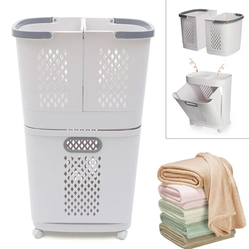 Panier à linge en plastique avec poignées