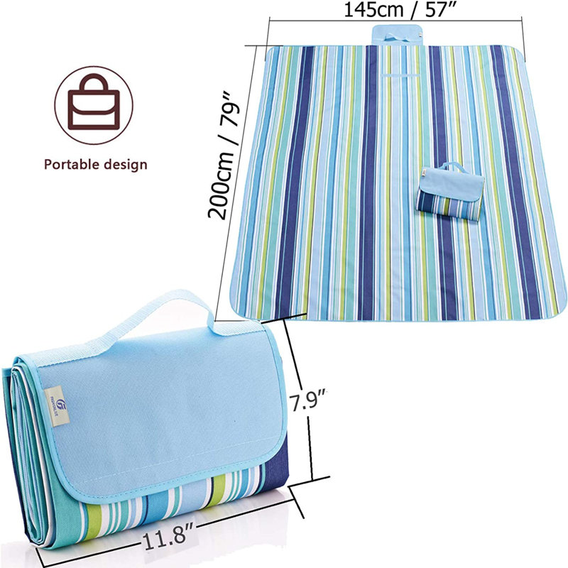 Couverture imperméable anti-sable, Doublure bleue