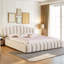 Structure de lit tapissier grand en velours avec tête de lit en forme de coquille - aucun sommier nécessaire, capacité de 500 lb, lit de plancher moderne-285953872