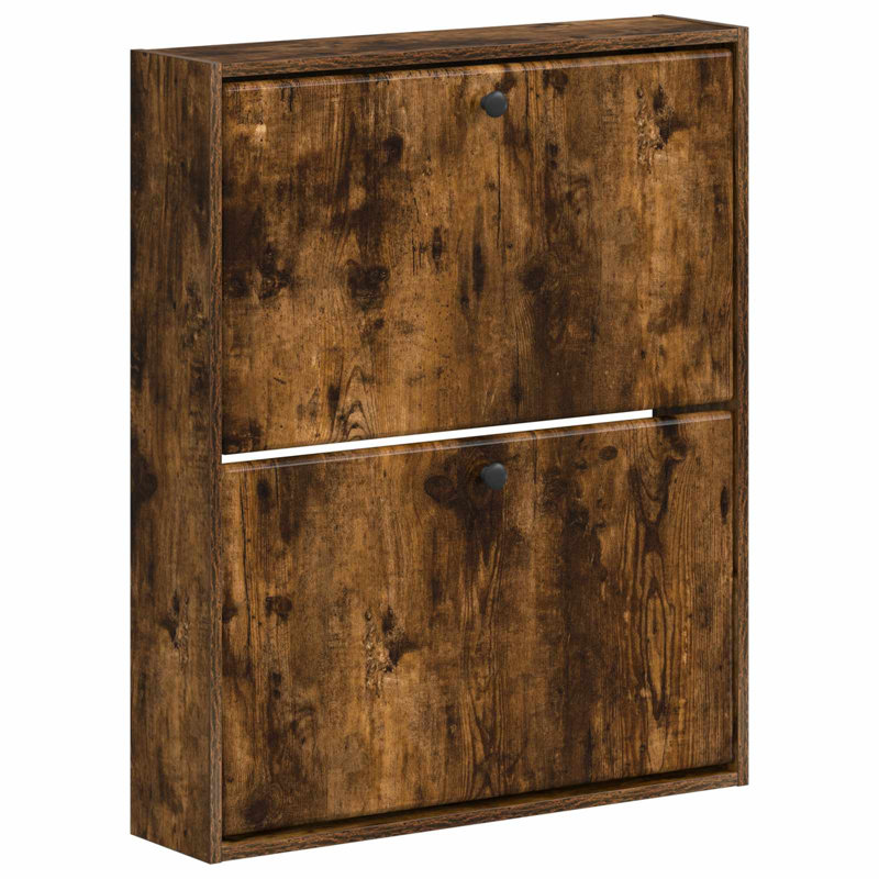 Flip Down Shoe Storage, 86 cm H x 71 cm W x 17 cm D, Smoked Oak