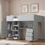 Lit mezzanine avec garde-robe intégré, bureau, tablettes de rangement et tiroirs-616284963