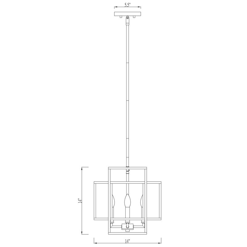 Luminaire suspendu 4 lumières Titania, H 14 po x l 14 po