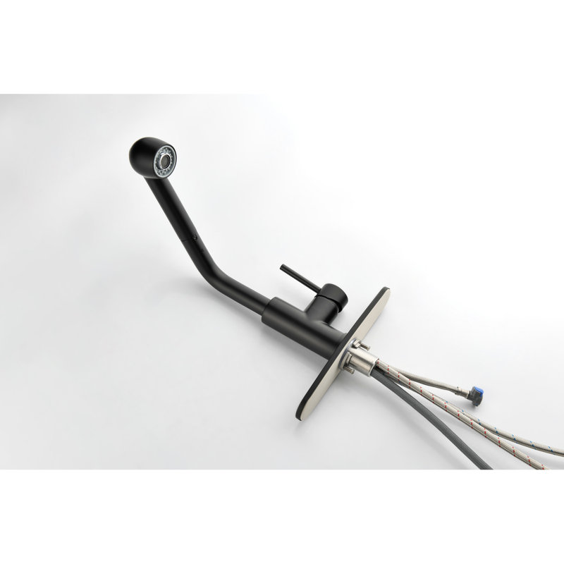 Matte Black Kitchen Faucet With Pull Out Spray, Single Handle Sink 360 Rotating High Nozzle. Corrosion And Rust Surface For Long-Lasting Performance. Easily Control Water Temp Flow One Handle.