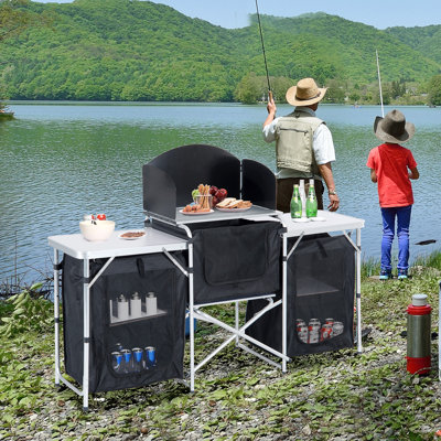 Table de cuisson pliante en aluminium pour le camping Outsunny